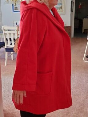 Handmade Red Fleece Jacket With Hood Plus Size 1X 2X